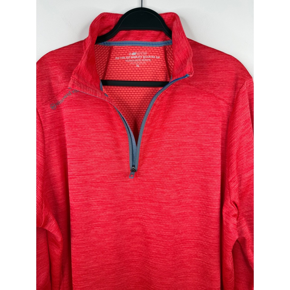 Vineyard Vines Sankaty Quarter Zip Mens XL Red Coral OTG Performance Pullover